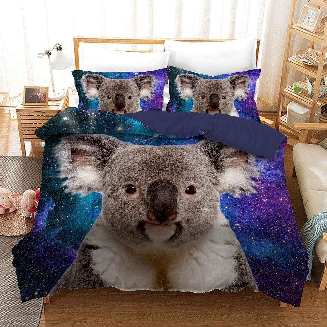Galaxy Koala Quilt Doona Duvet Cover Pillow Case Set
