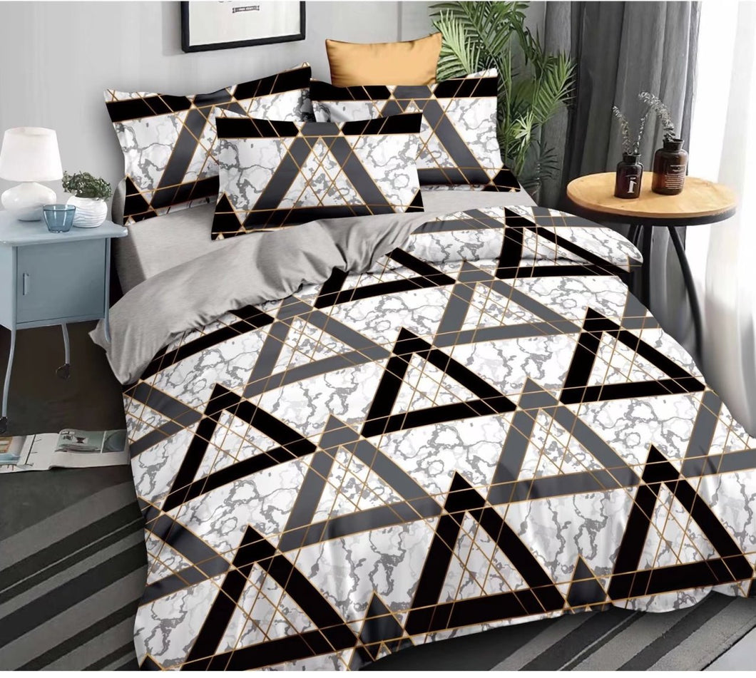 Triangle Marble Quilt Doona Duvet Cover Pillow Case Set