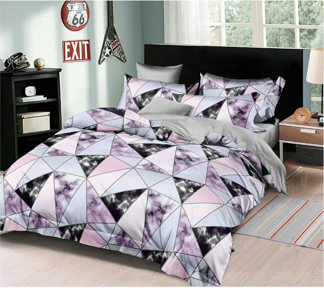 Marble Geometric Quilt Doona Duvet Cover Pillow Case Set