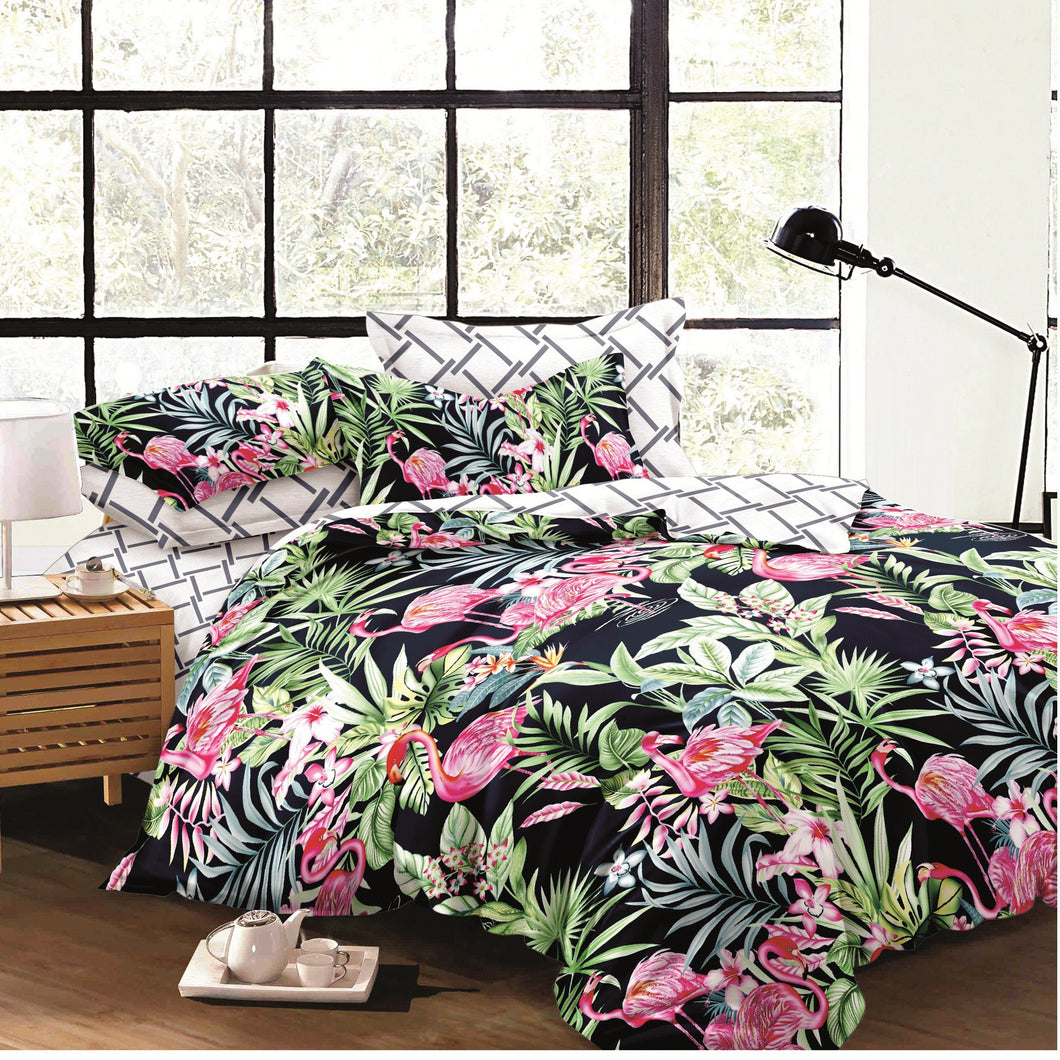 Flamingo B Quilt Doona Duvet Cover Pillow Case Set