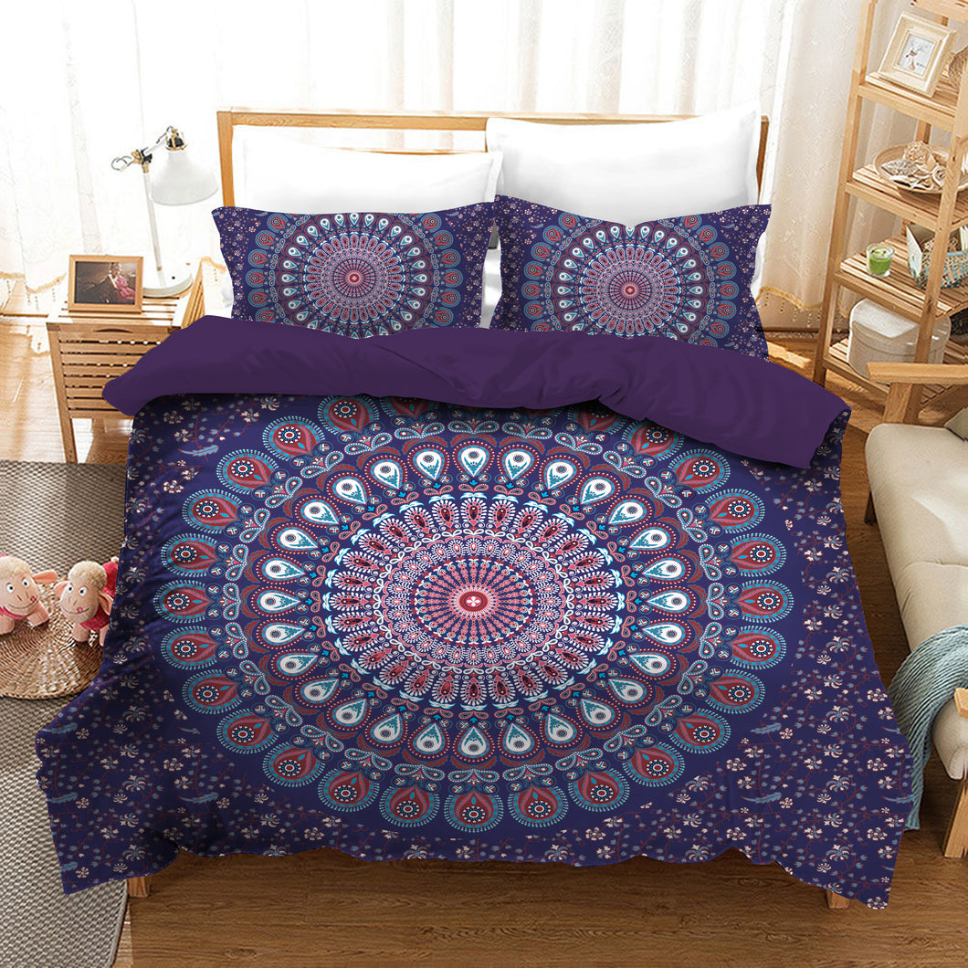 Mandala Violet Quilt Doona Duvet Cover Pillow Case Set