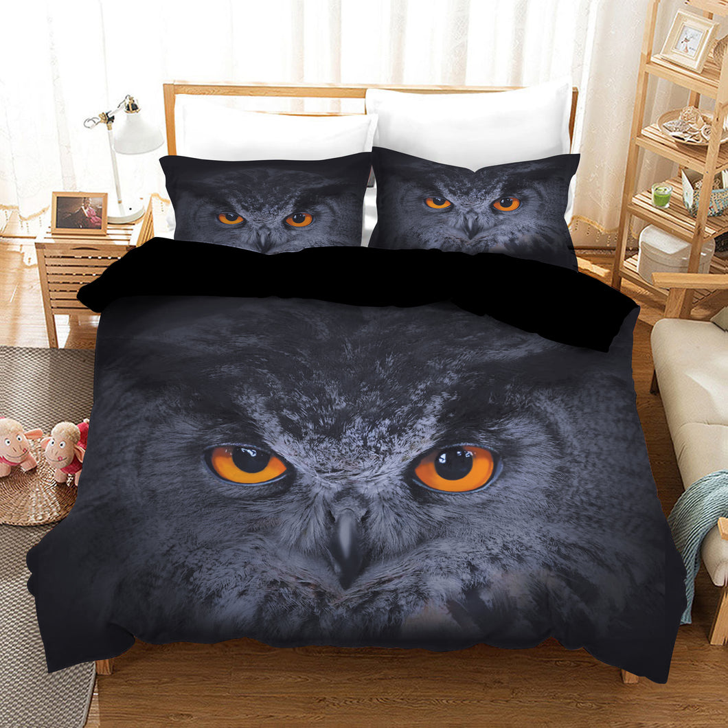 Owl Quilt Doona Duvet Cover Pillow Case Set