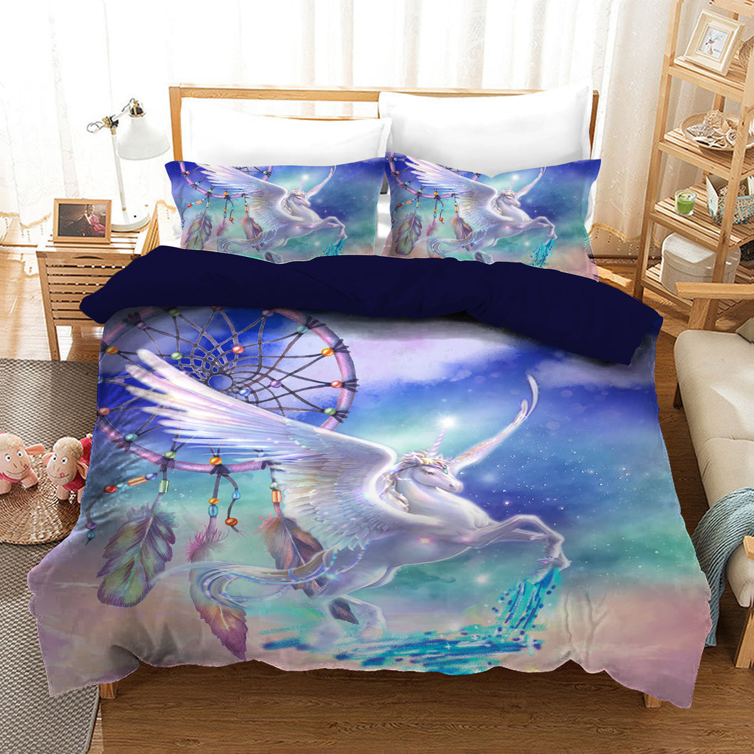 Dream Catcher Unicorn Quilt Doona Duvet Cover Pillow Case Set