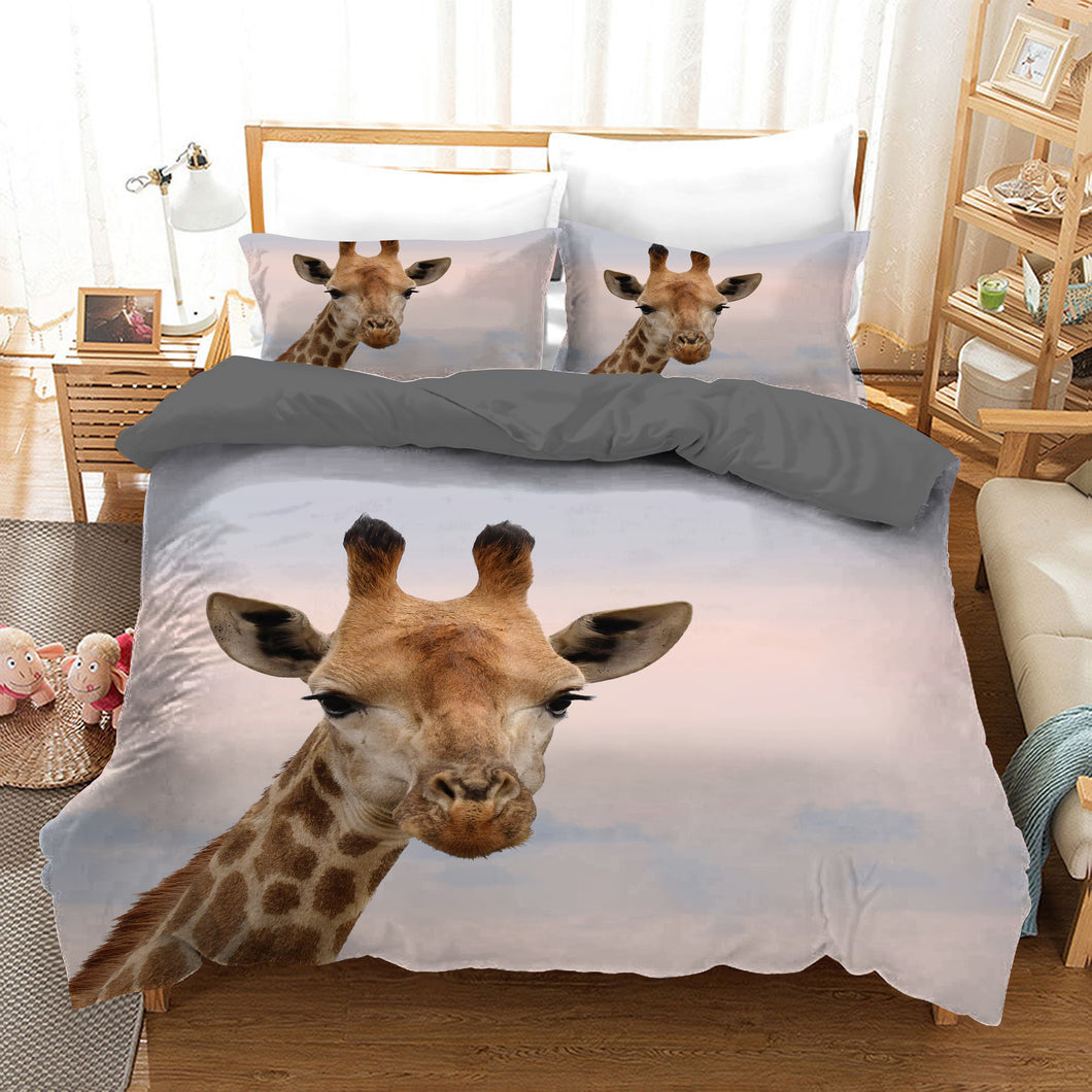 Giraffe Quilt Doona Duvet Cover Pillow Case Set