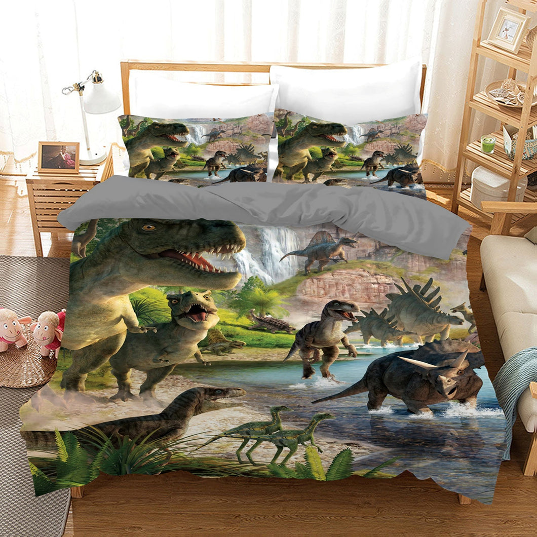 Dinosaurs World Jurassic Quilt Doona Duvet Cover Pillow Case Set