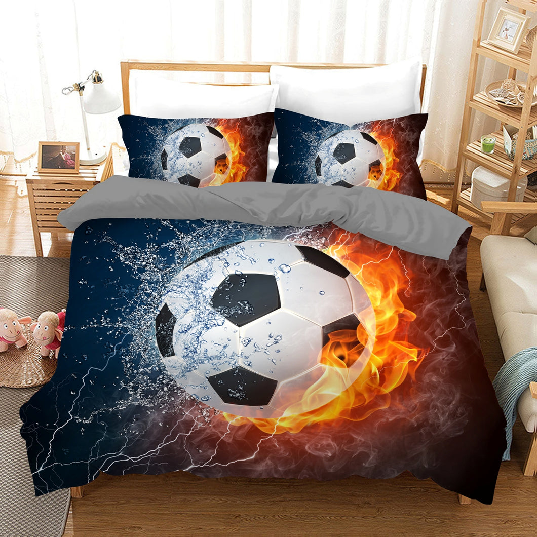 Soccer Football Quilt Doona Duvet Cover Pillow Case Set