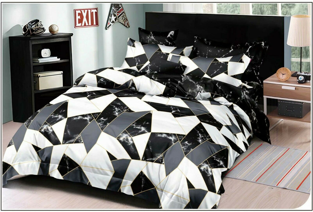 Marble Geometric B Quilt Doona Duvet Cover Pillow Case Set