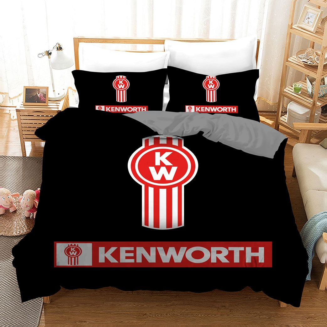 Red Kenworth Quilt Doona Duvet Cover Pillow Case Set