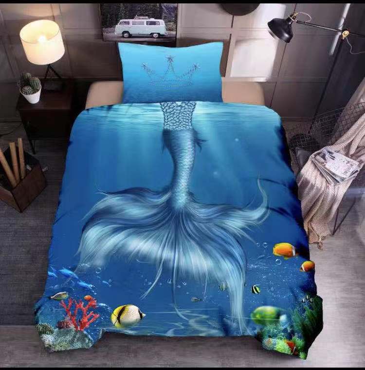 Little Mermaid Quilt Doona Duvet Cover Pillow Case Set