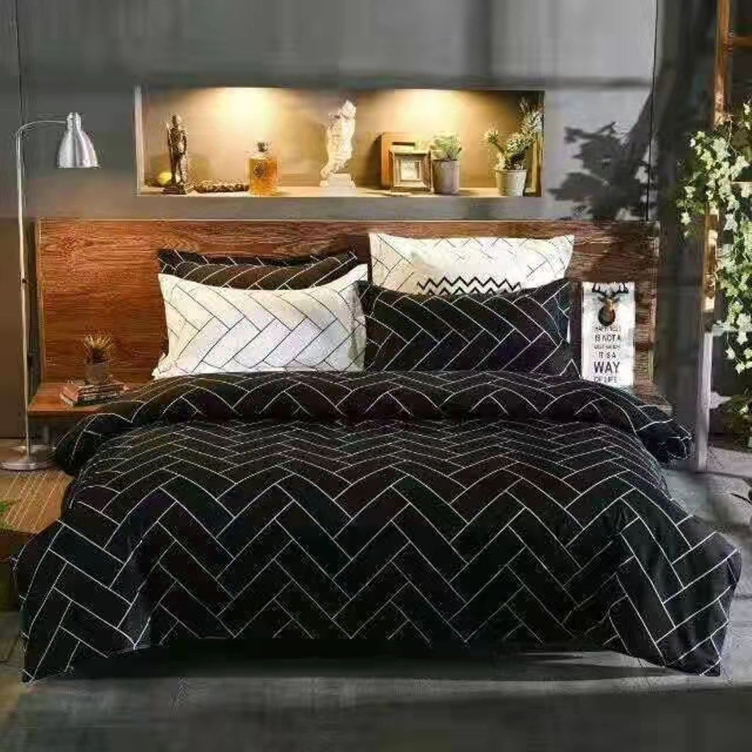 Black Fragment Brick Quilt Doona Duvet Cover Pillow Case Set