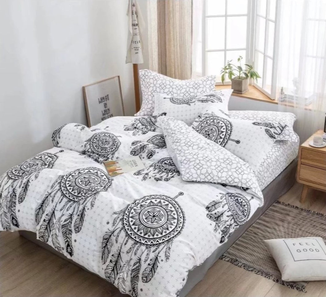 White Dreamcatcher Quilt Doona Duvet Cover Pillow Case Set