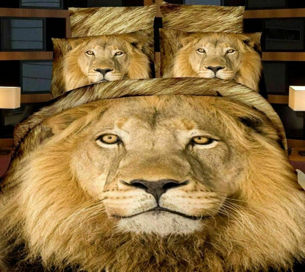 Lion Quilt Doona Duvet Cover Pillow Case Set